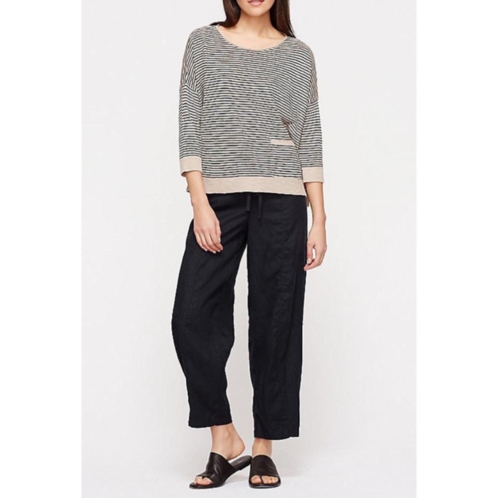 Eileen Fisher Women’s Slouchy Drawstring Pant Black Organic Cotton Small Pull-On - Picture 2 of 16